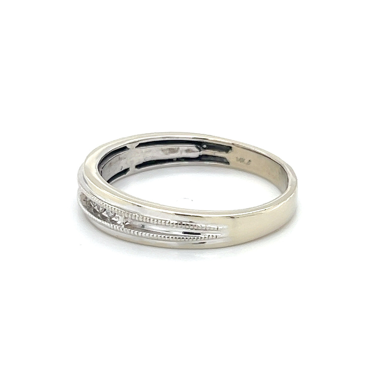 14K White Gold Diamond Gentleman's Wedding Band; Size 12.5