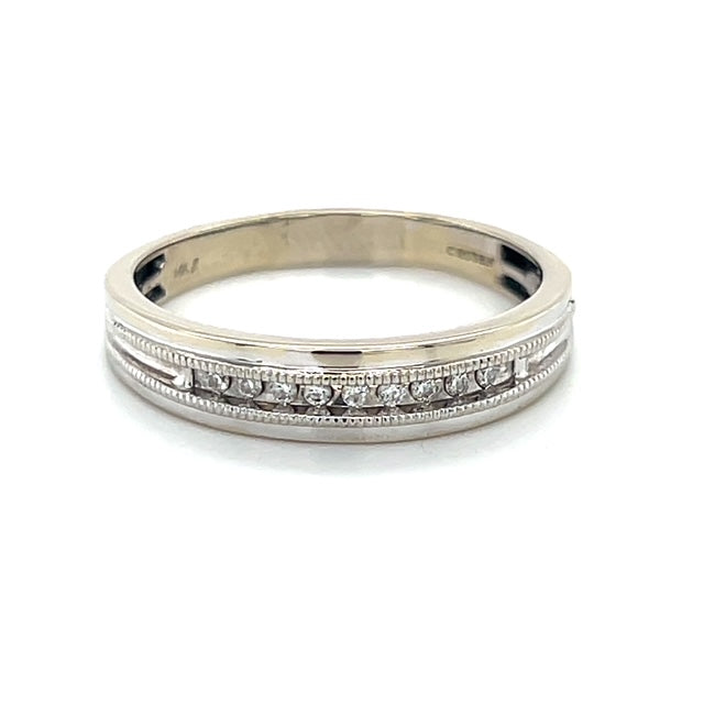 14K White Gold Diamond Gentleman's Wedding Band; Size 12.5