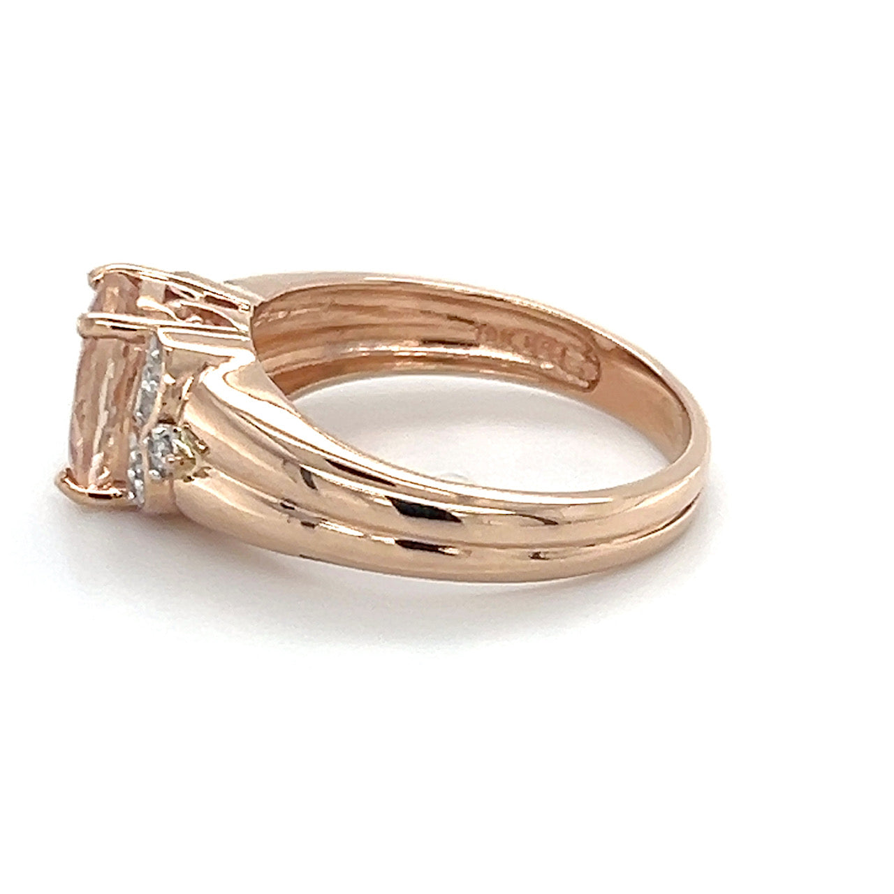 10K Rose Gold Diamond & Morganite Accent Ring; Size 7
