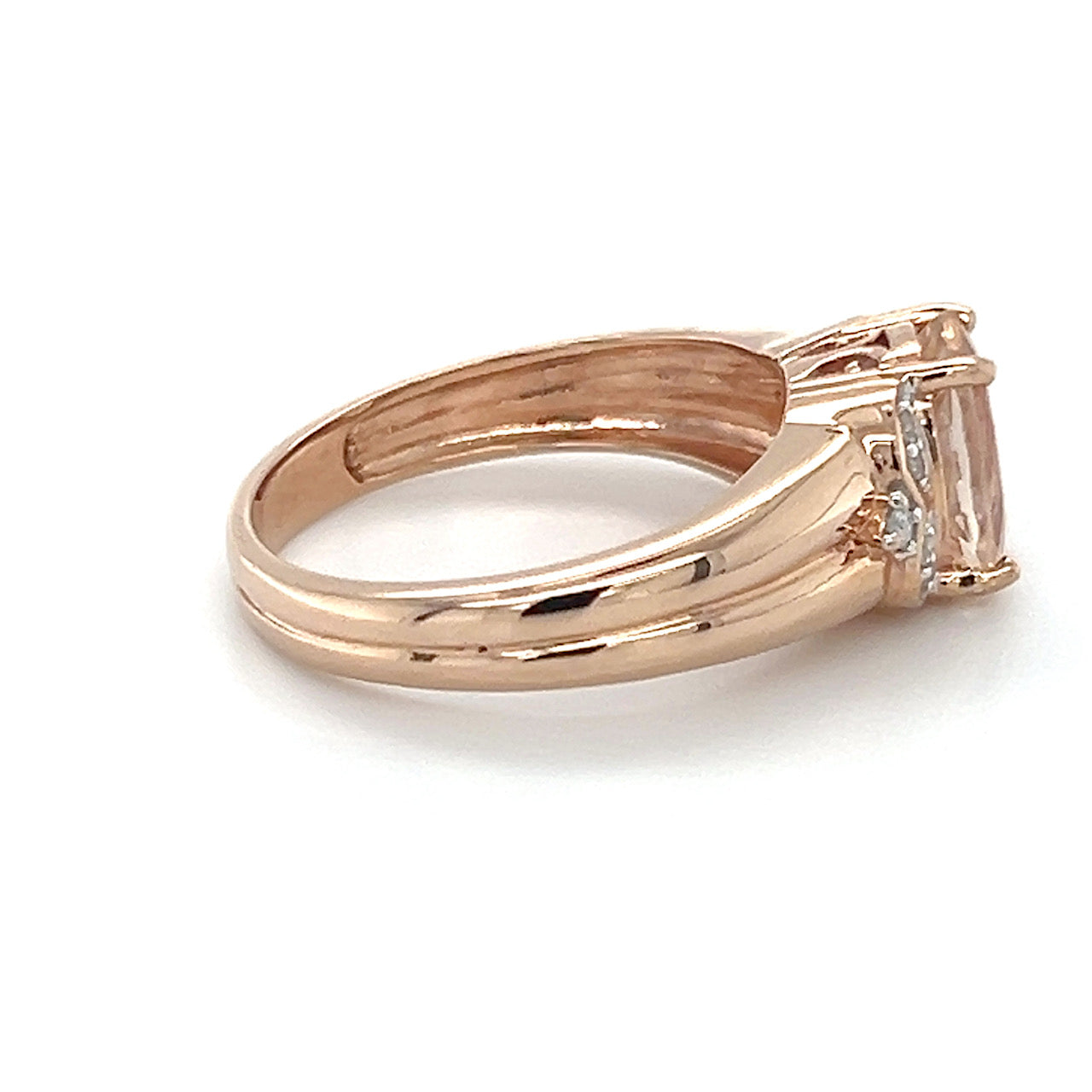 10K Rose Gold Diamond & Morganite Accent Ring; Size 7