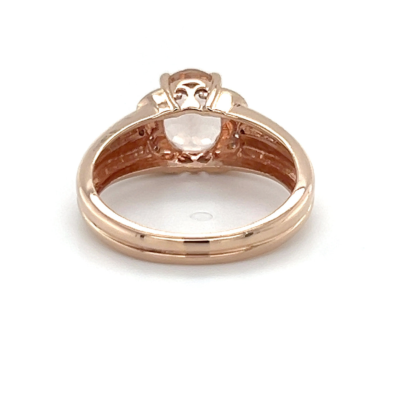 10K Rose Gold Diamond & Morganite Accent Ring; Size 7