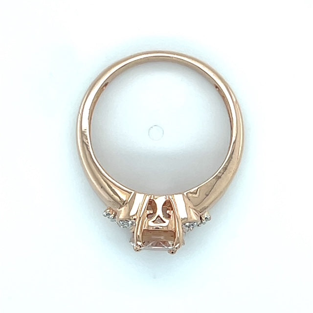 10K Rose Gold Diamond & Morganite Accent Ring; Size 7