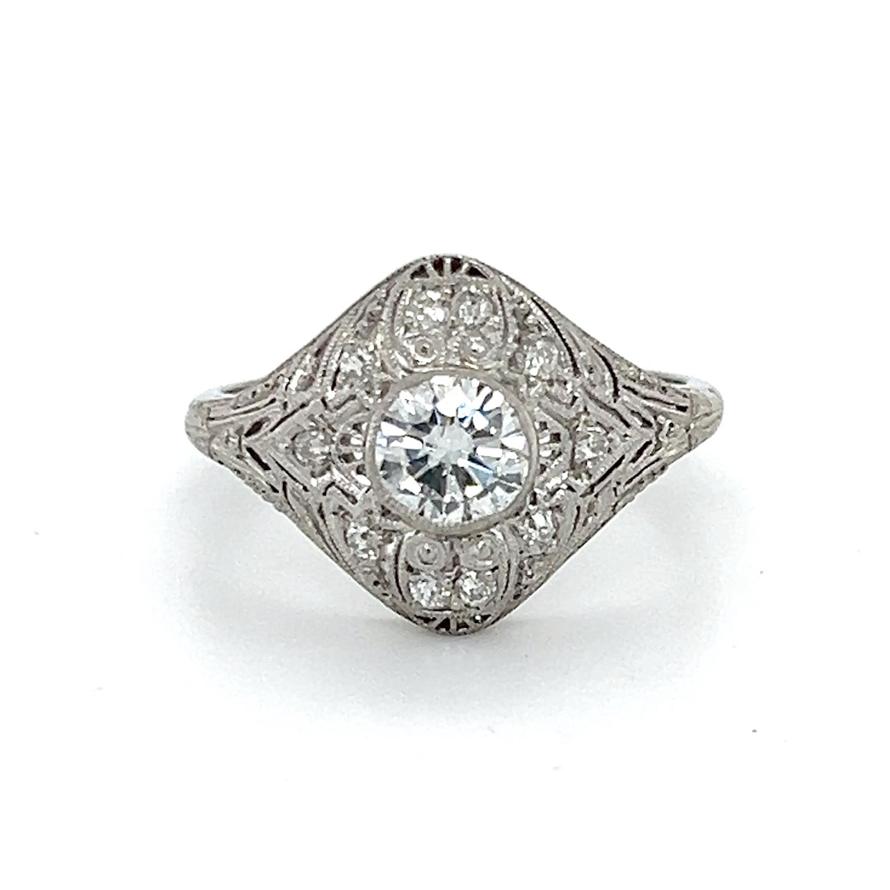 18K White Gold Diamond Lady's Fashion Ring; Size 8