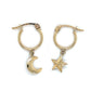 10K Yellow Gold Moon & Star Hoop Earrings