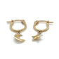 10K Yellow Gold Moon & Star Hoop Earrings