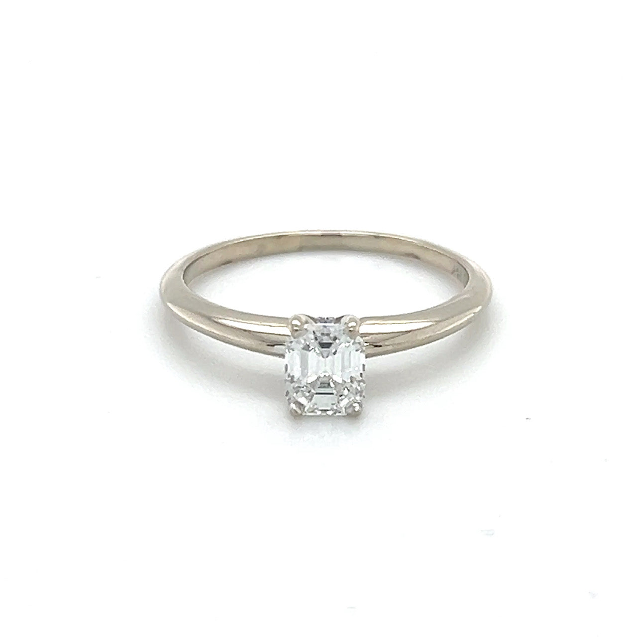 14K White Gold Diamond Lady's Solitaire Ring; Size 8