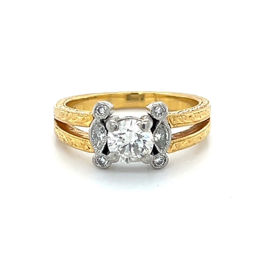 18K Yellow Gold Diamond Lady's Fashion Ring; Size 6.5