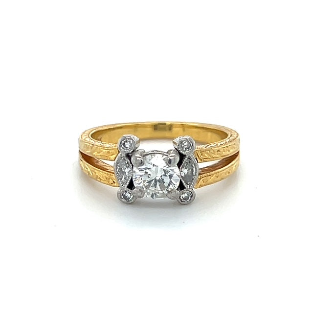 18K Yellow Gold Diamond Lady's Fashion Ring; Size 6.5