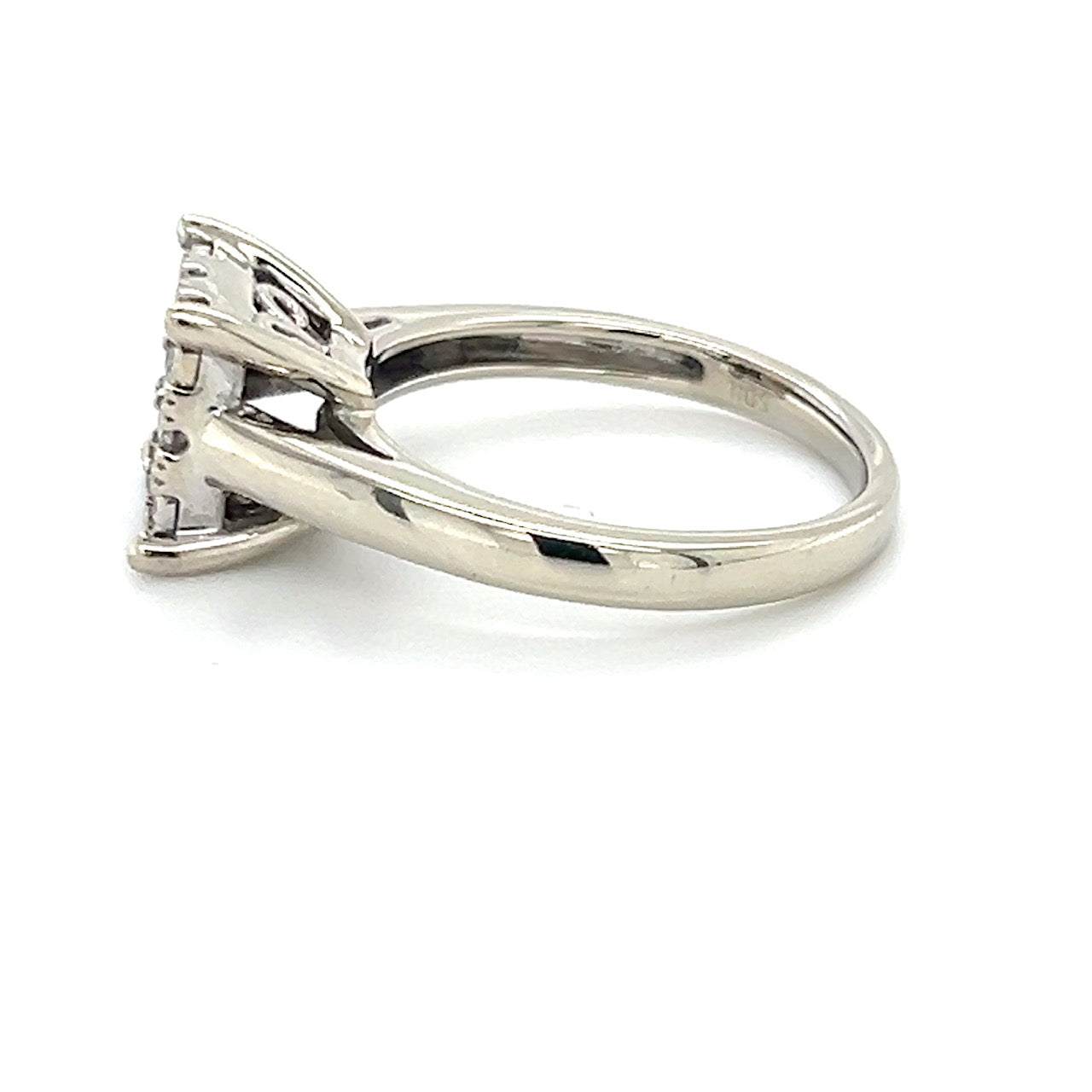 10K White Gold Diamond Lady's Fashion Ring; Size 7