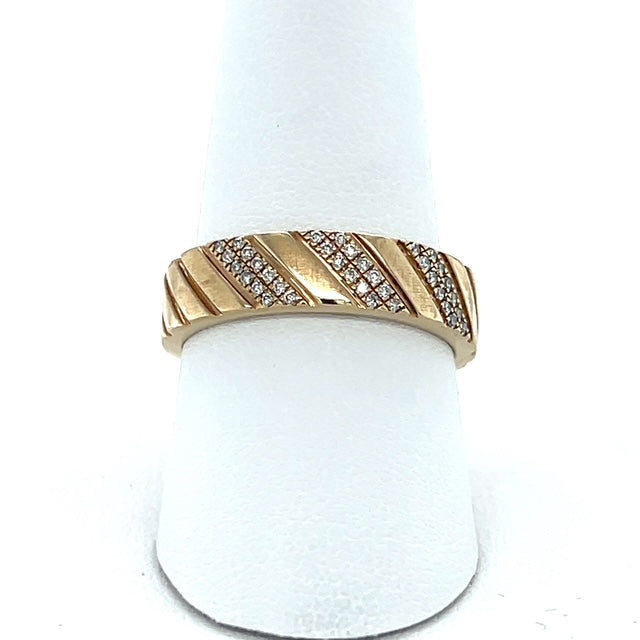 10K Yellow Gold Diamond Gentleman's Fashion Ring; Size 9.5