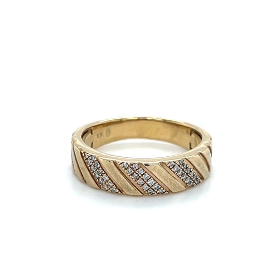 10K Yellow Gold Diamond Gentleman's Fashion Ring; Size 9.5