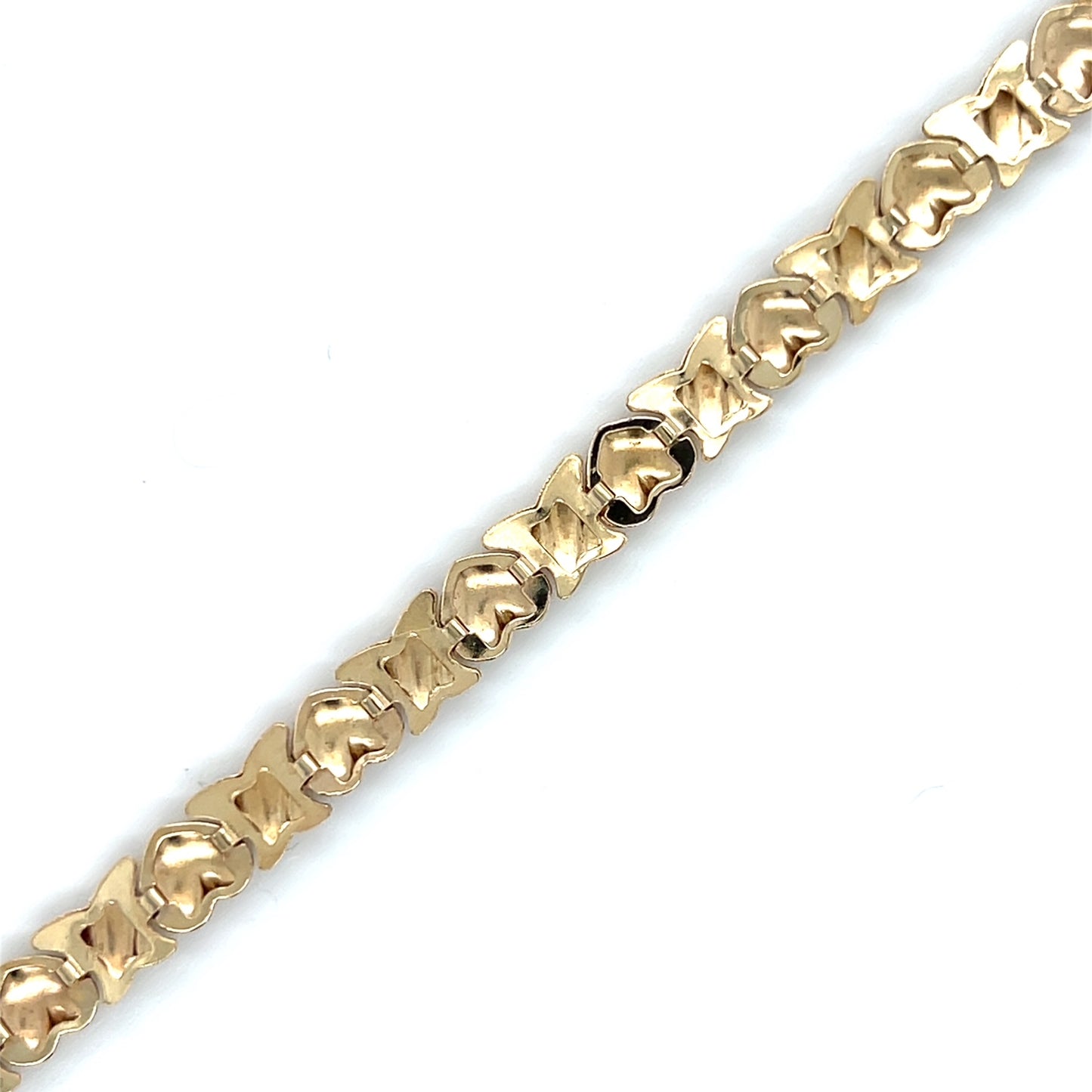 10K Yellow Gold 7" Hearts Bracelet