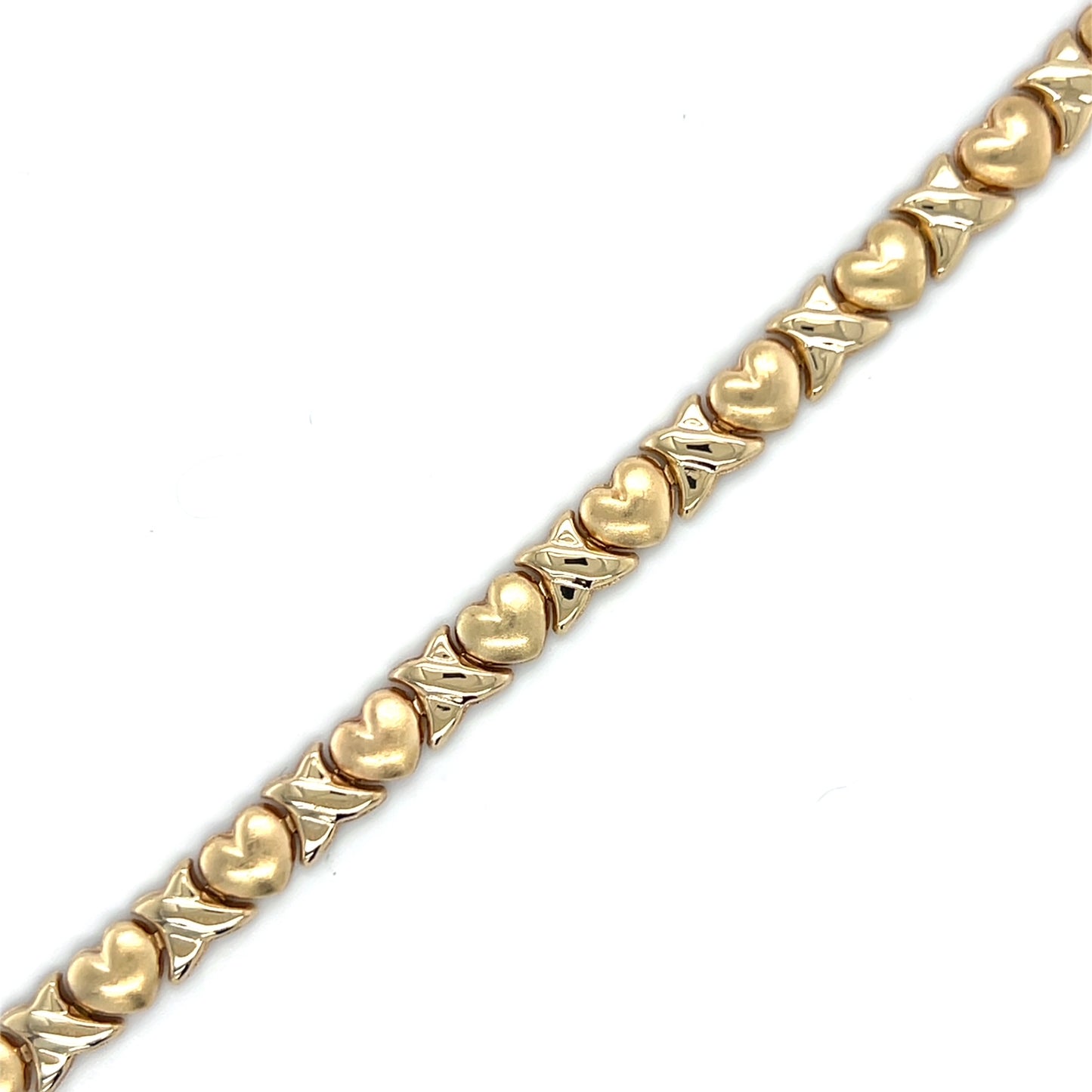 10K Yellow Gold 7" Hearts Bracelet