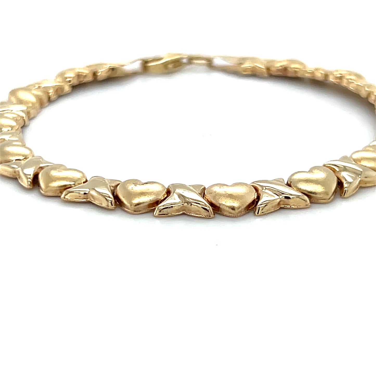 10K Yellow Gold 7" Hearts Bracelet