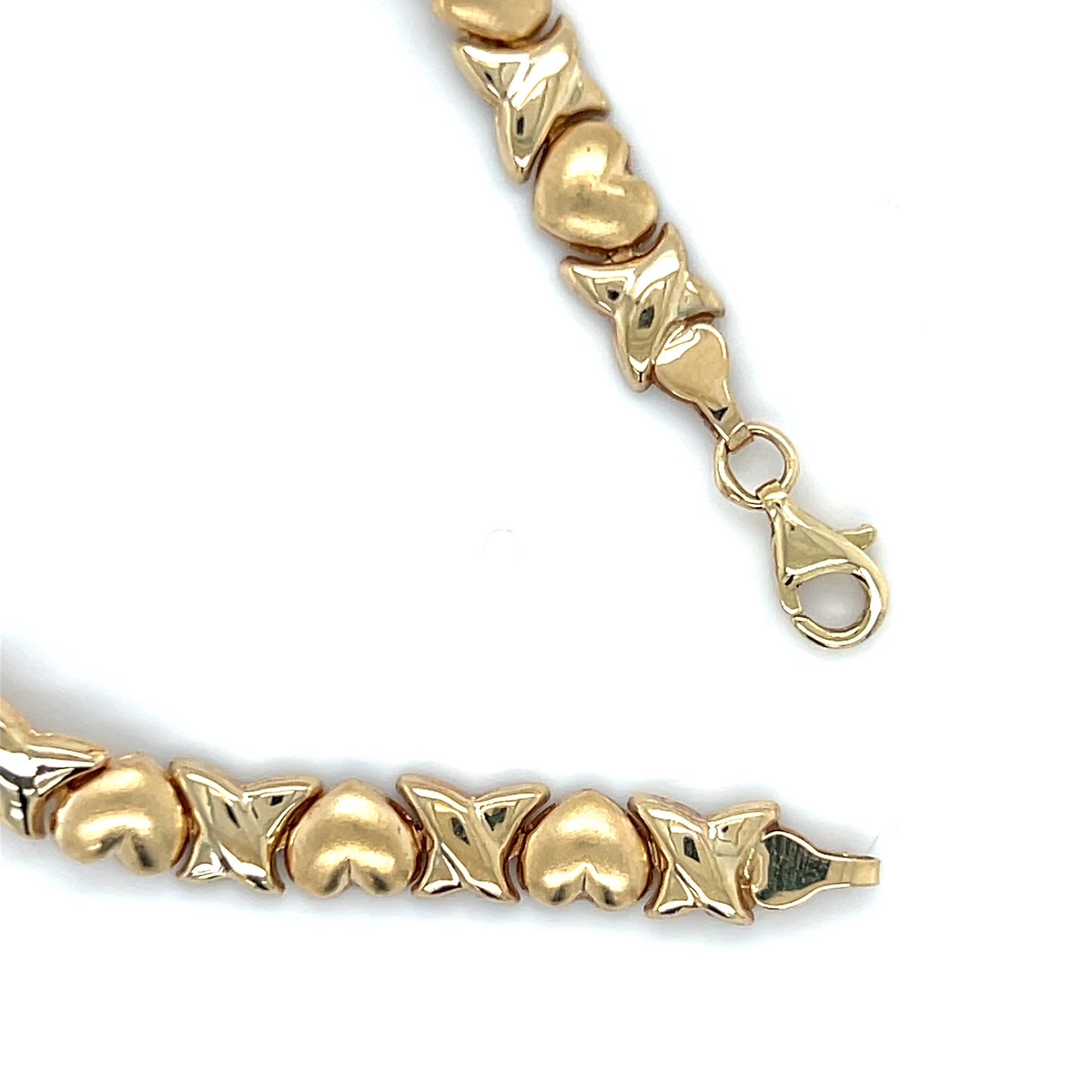 10K Yellow Gold 7" Hearts Bracelet