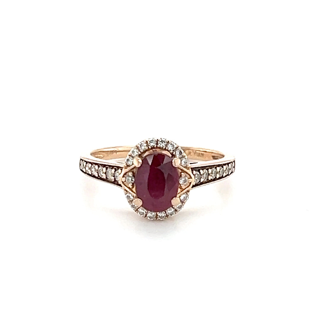 14K Rose Gold Diamond & Ruby Accent Lady's Ring; Size 6