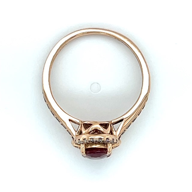 14K Rose Gold Diamond & Ruby Accent Lady's Ring; Size 6