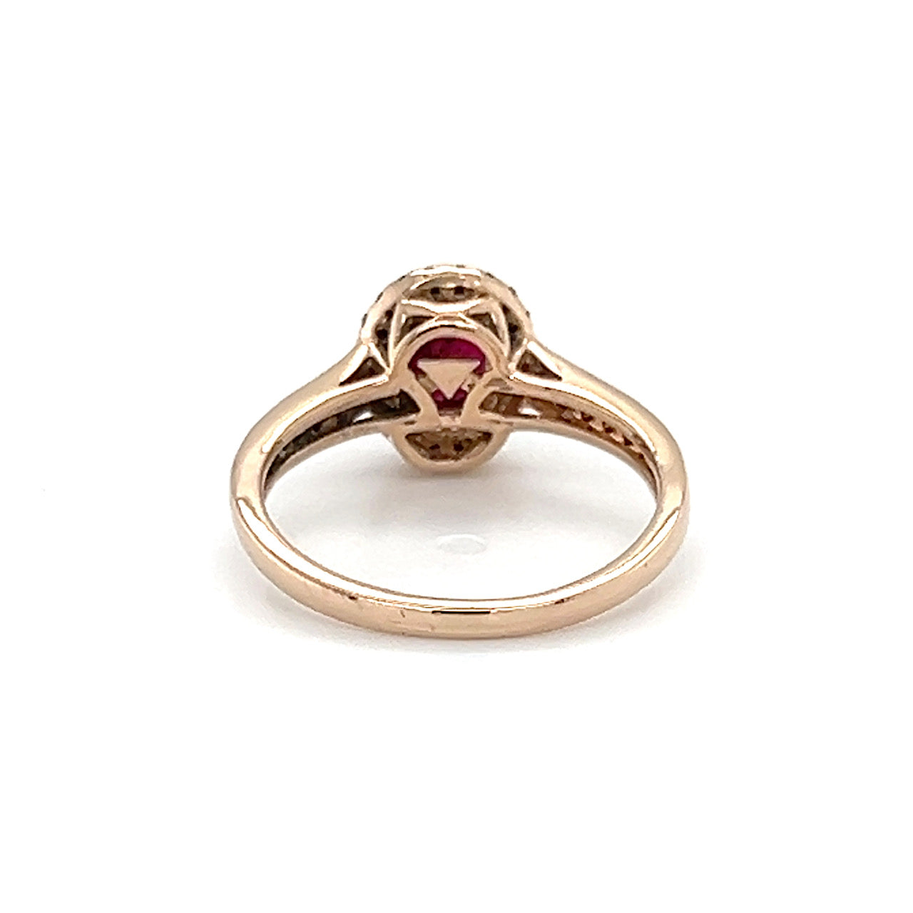 14K Rose Gold Diamond & Ruby Accent Lady's Ring; Size 6