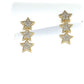 14K Two-Tone Gold 3 Star Stud Earrings; 2.3g