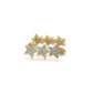 14K Two-Tone Gold 3 Star Stud Earrings; 2.3g