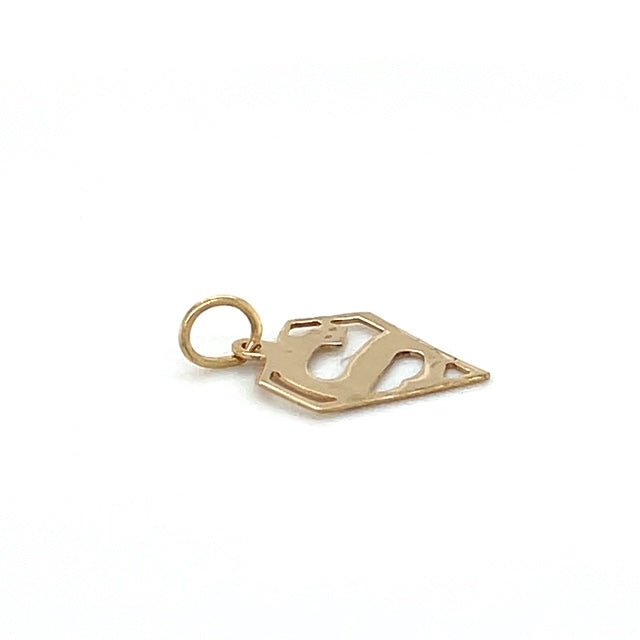 14K Yellow Gold Superman "S" Pendant