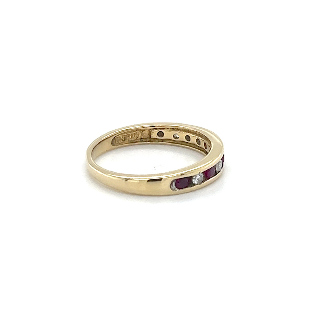 14K Yellow Gold Diamond & Ruby Accent Ring; Size 8