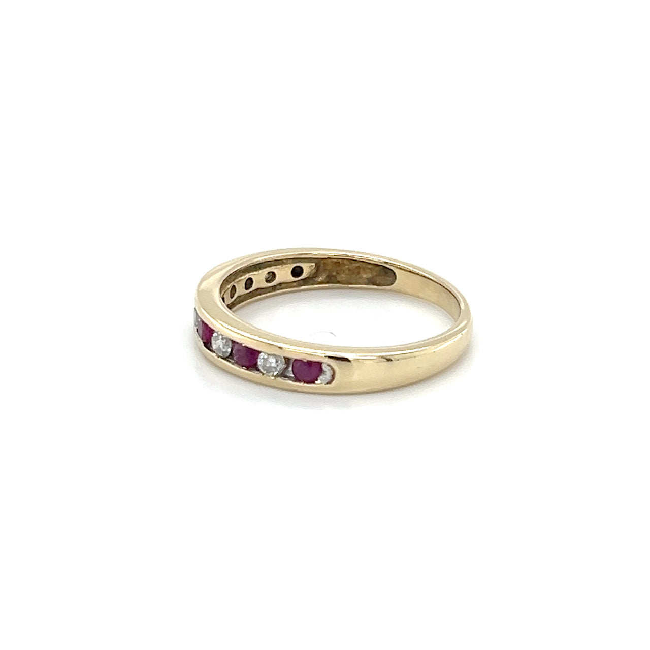 14K Yellow Gold Diamond & Ruby Accent Ring; Size 8