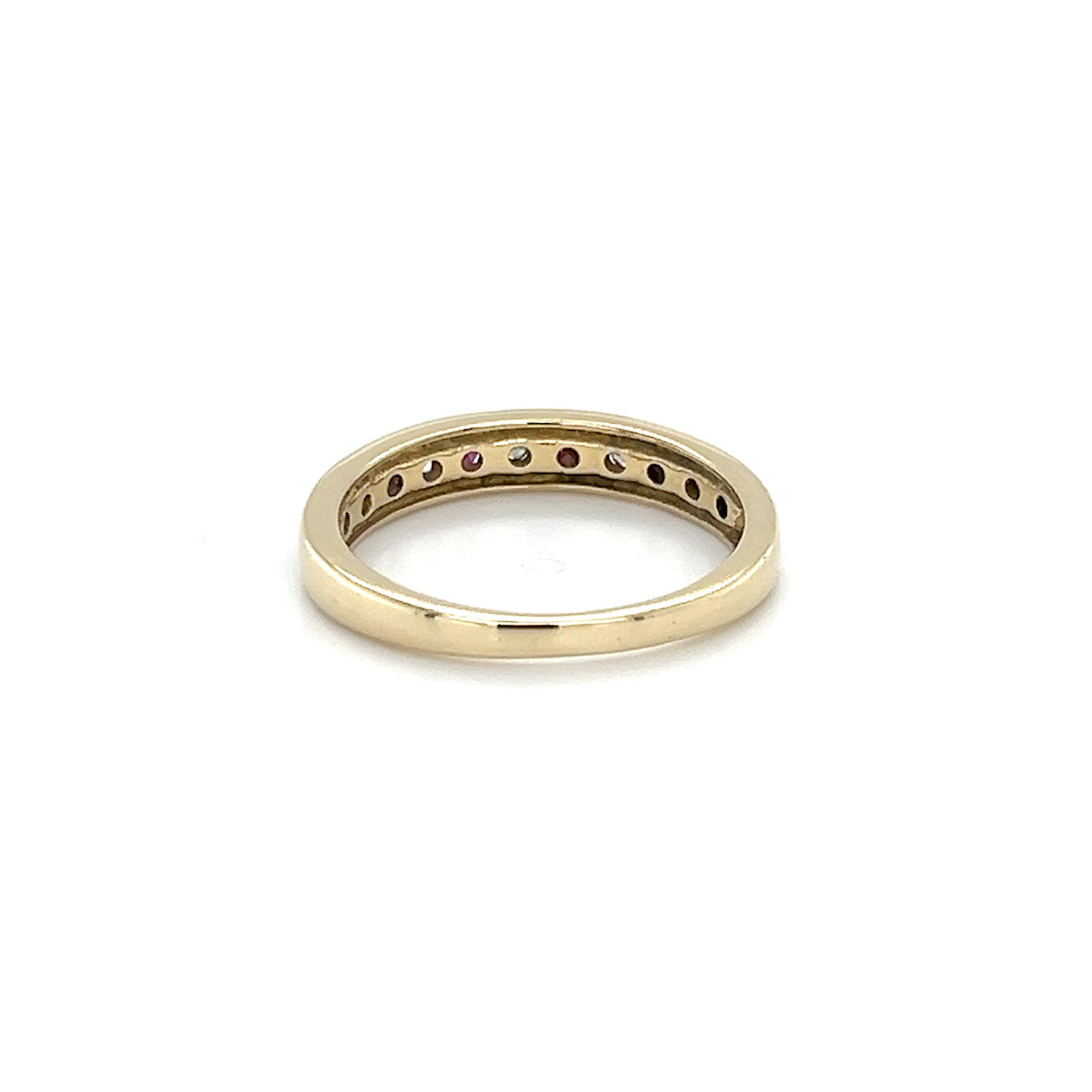 14K Yellow Gold Diamond & Ruby Accent Ring; Size 8