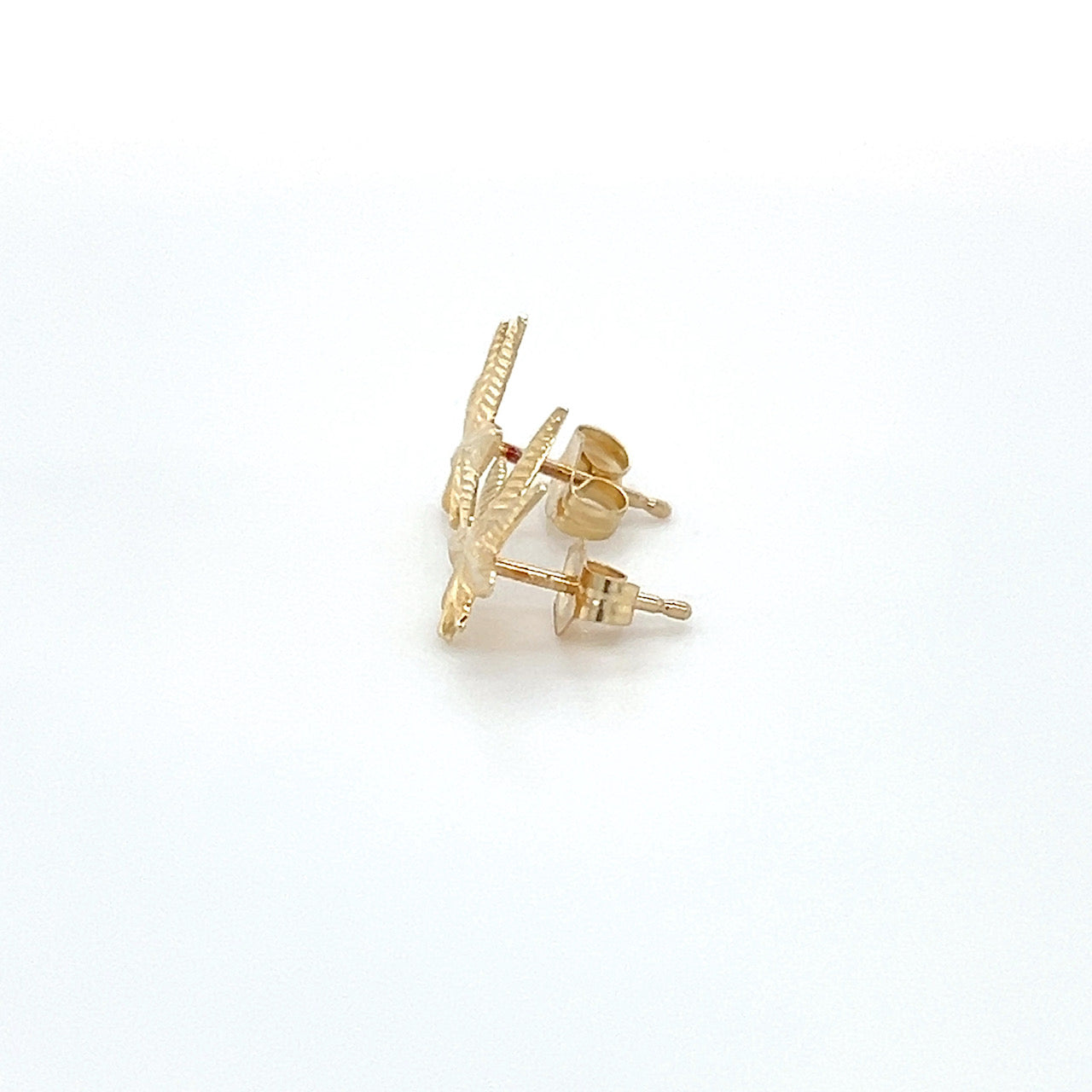 10K Yellow Gold Leaf Stud Earrings; 0.4g