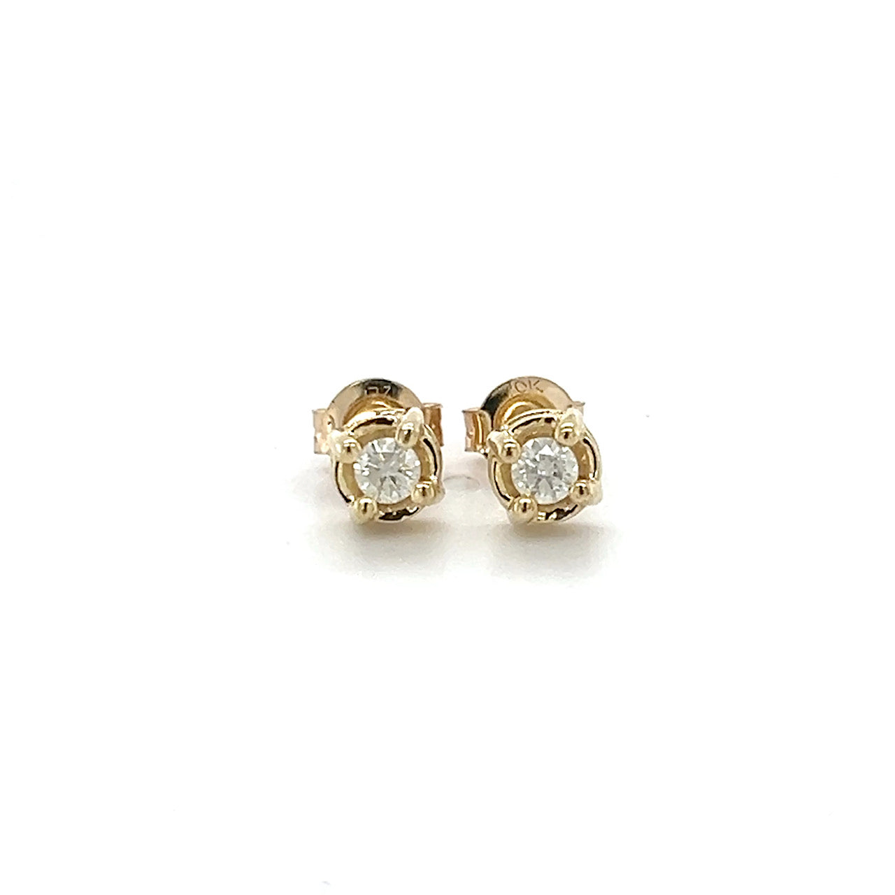 10K Yellow Gold Diamond Stud Earrings; 0.15 CTW; 1.3g