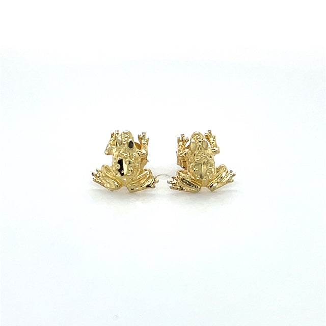 14K Yellow Gold Frog Stud Earrings; 0.9g