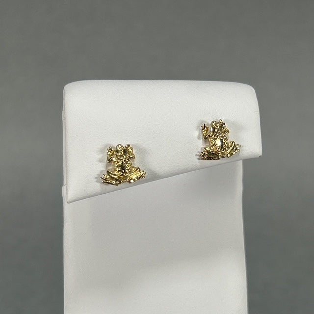 14K Yellow Gold Frog Stud Earrings; 0.9g