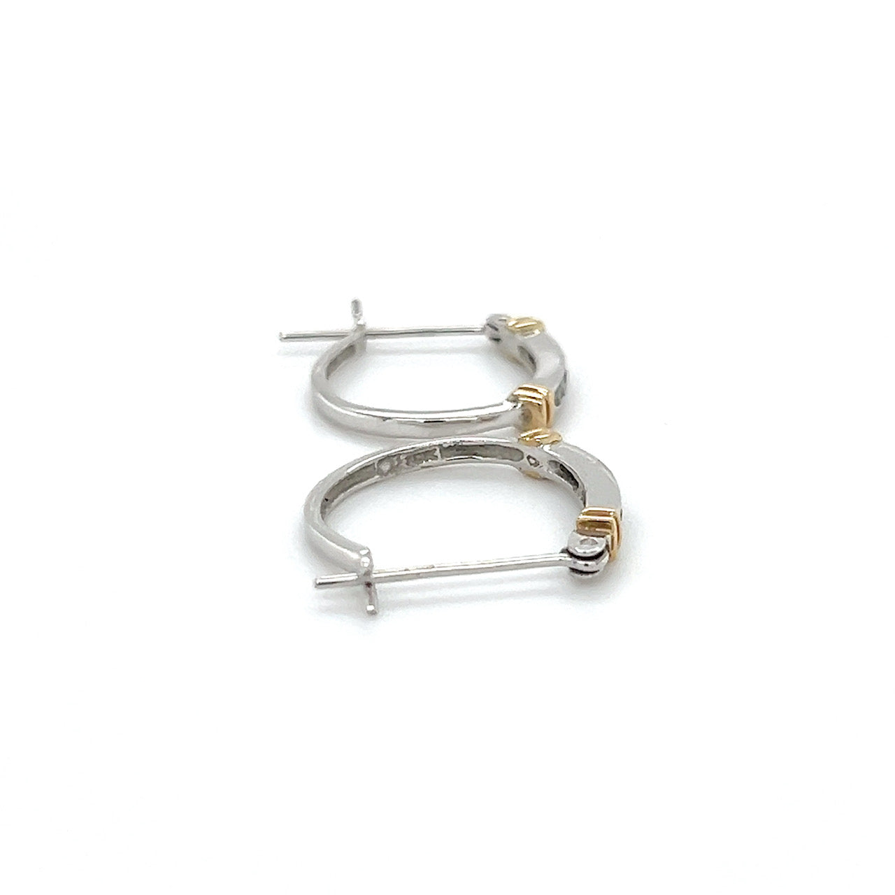 10K Two-Tone Gold Diamond Earrings; 0.12CTW; 2g