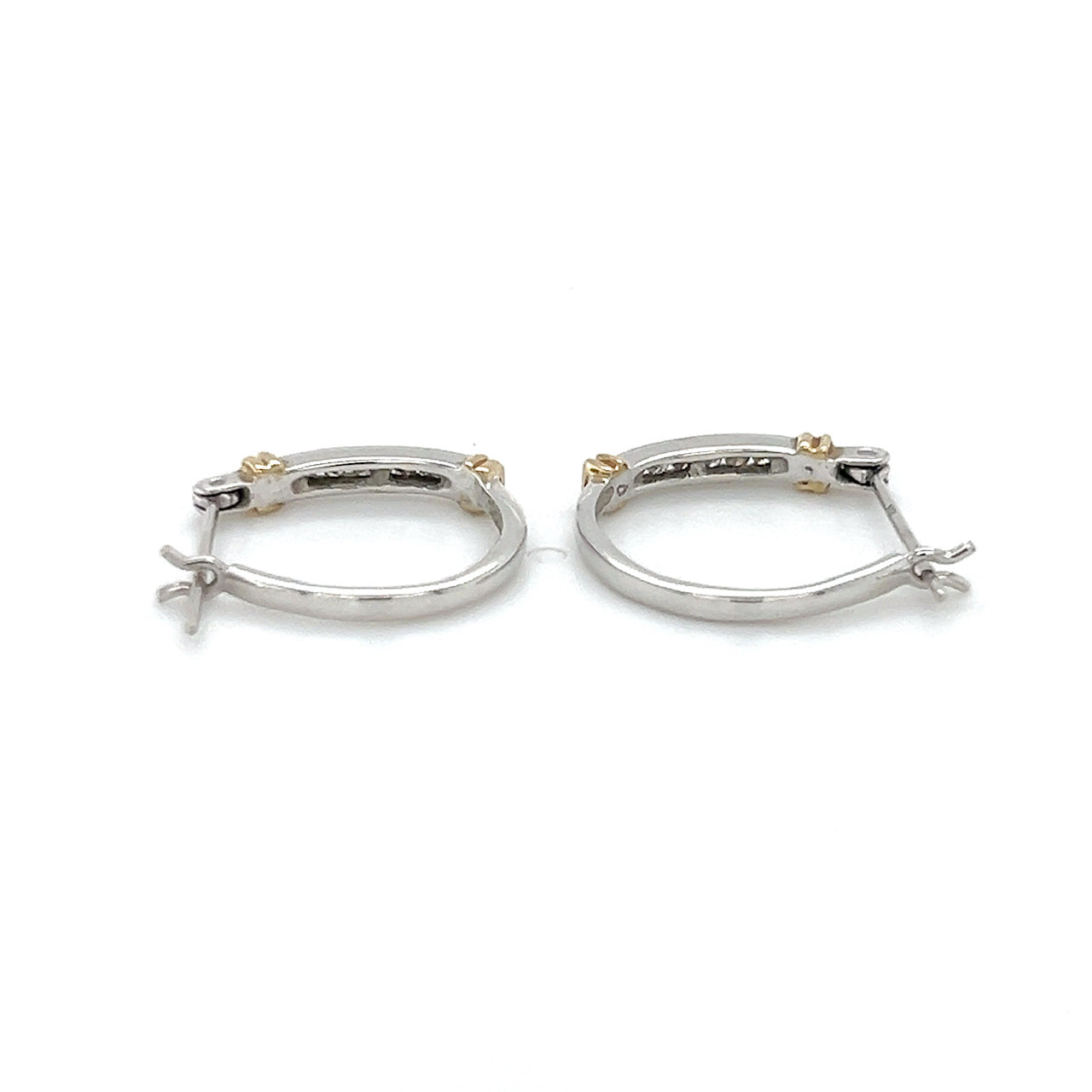 10K Two-Tone Gold Diamond Earrings; 0.12CTW; 2g