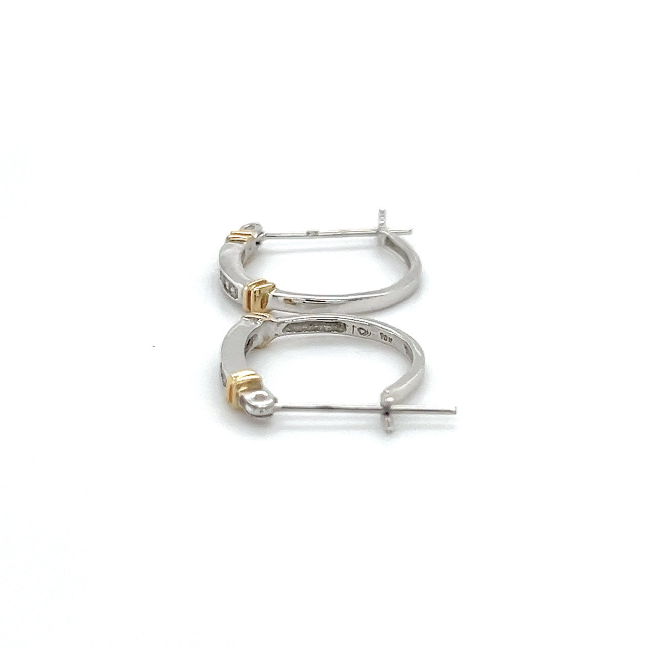 10K Two-Tone Gold Diamond Earrings; 0.12CTW; 2g