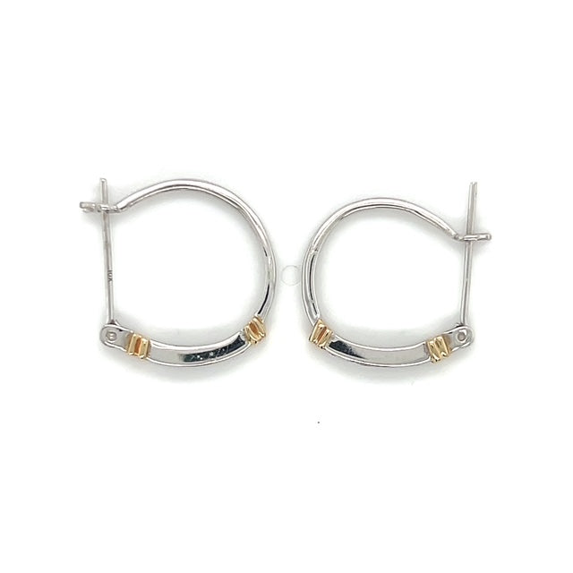10K Two-Tone Gold Diamond Earrings; 0.12CTW; 2g
