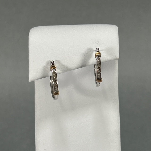 10K Two-Tone Gold Diamond Earrings; 0.12CTW; 2g
