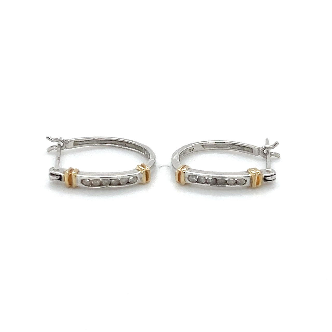 10K Two-Tone Gold Diamond Earrings; 0.12CTW; 2g