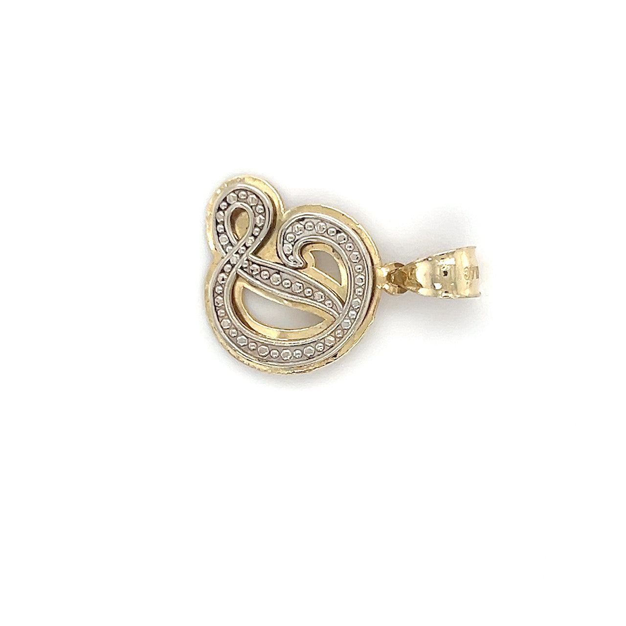 10K Two-Tone Gold Cursive "D" Pendant; 2.5g