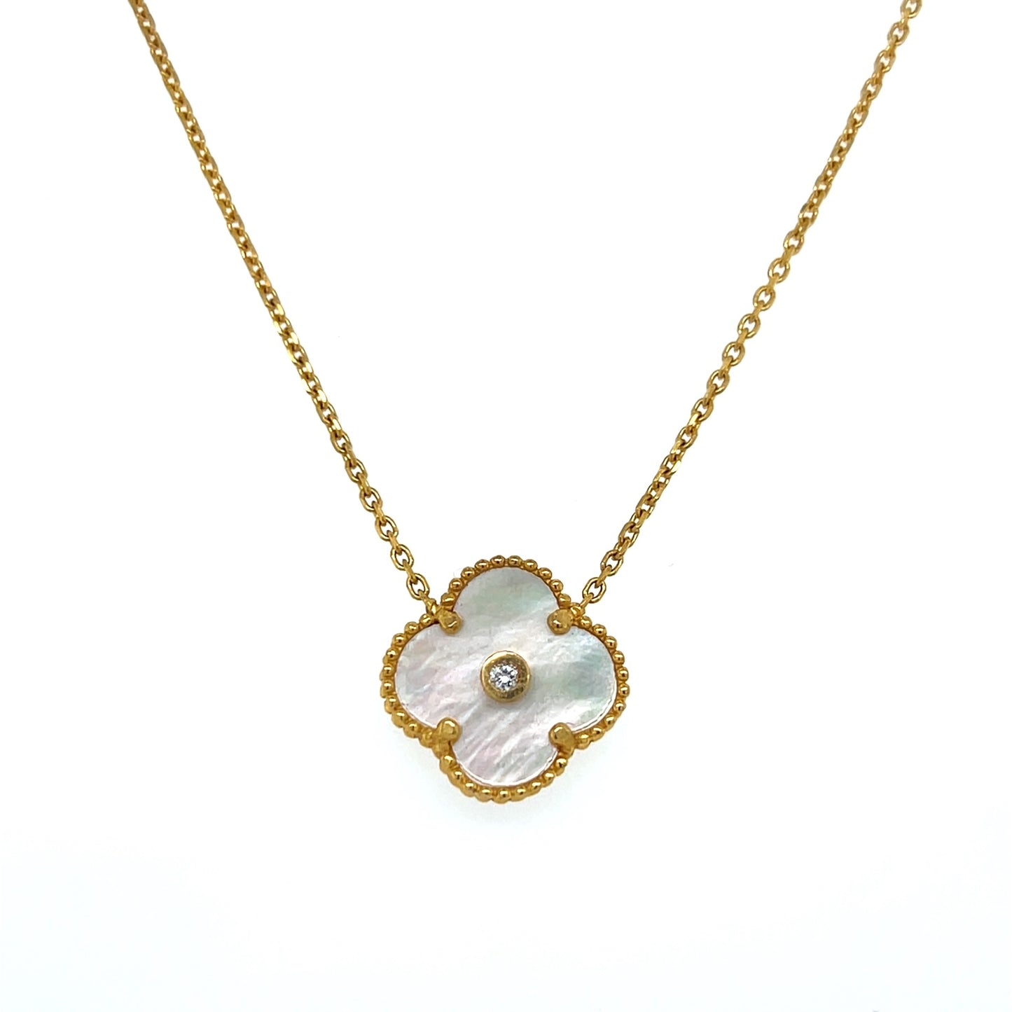 21K Yellow Gold 17.5" Flower Chain Necklace