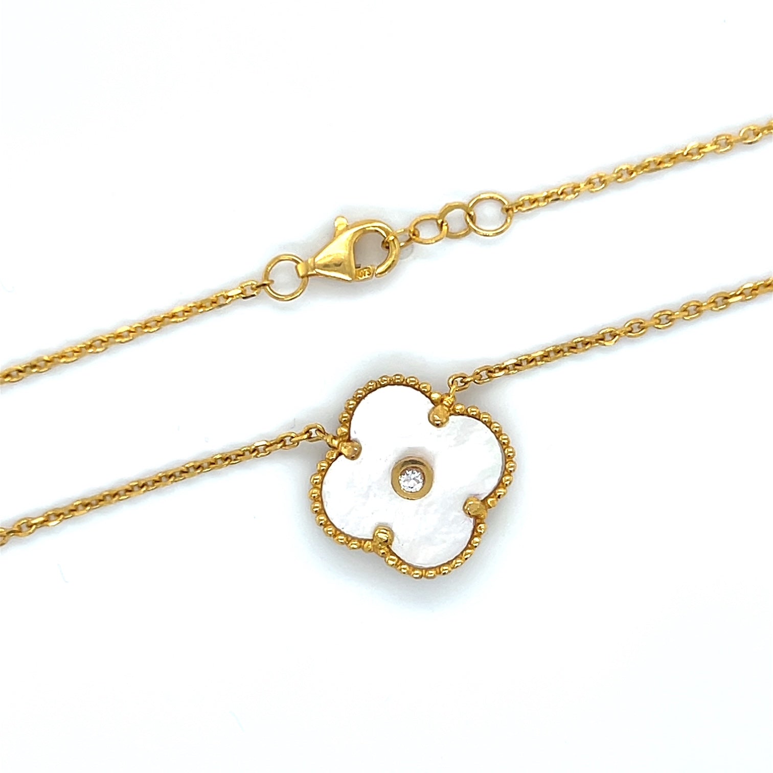 21K Yellow Gold 17.5" Flower Chain Necklace