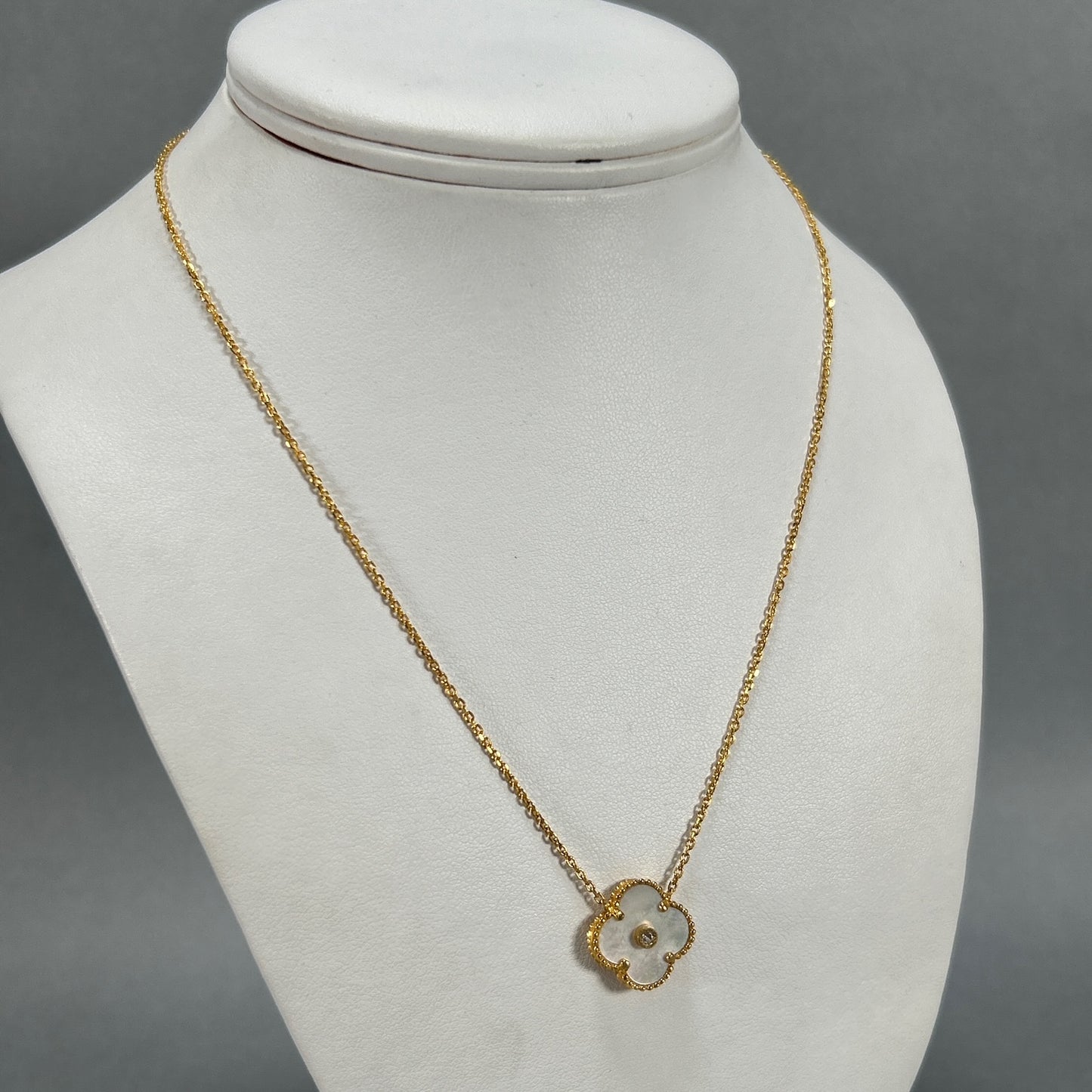 21K Yellow Gold 17.5" Flower Chain Necklace
