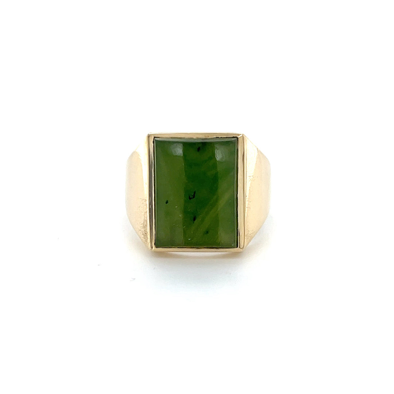 10K Yellow Gold Jade Gentleman's Ring; Size 10