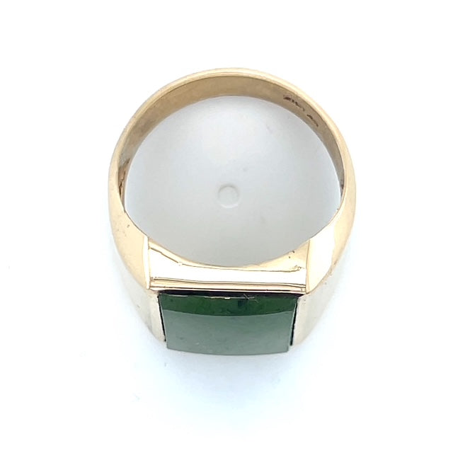 10K Yellow Gold Jade Gentleman's Ring; Size 10