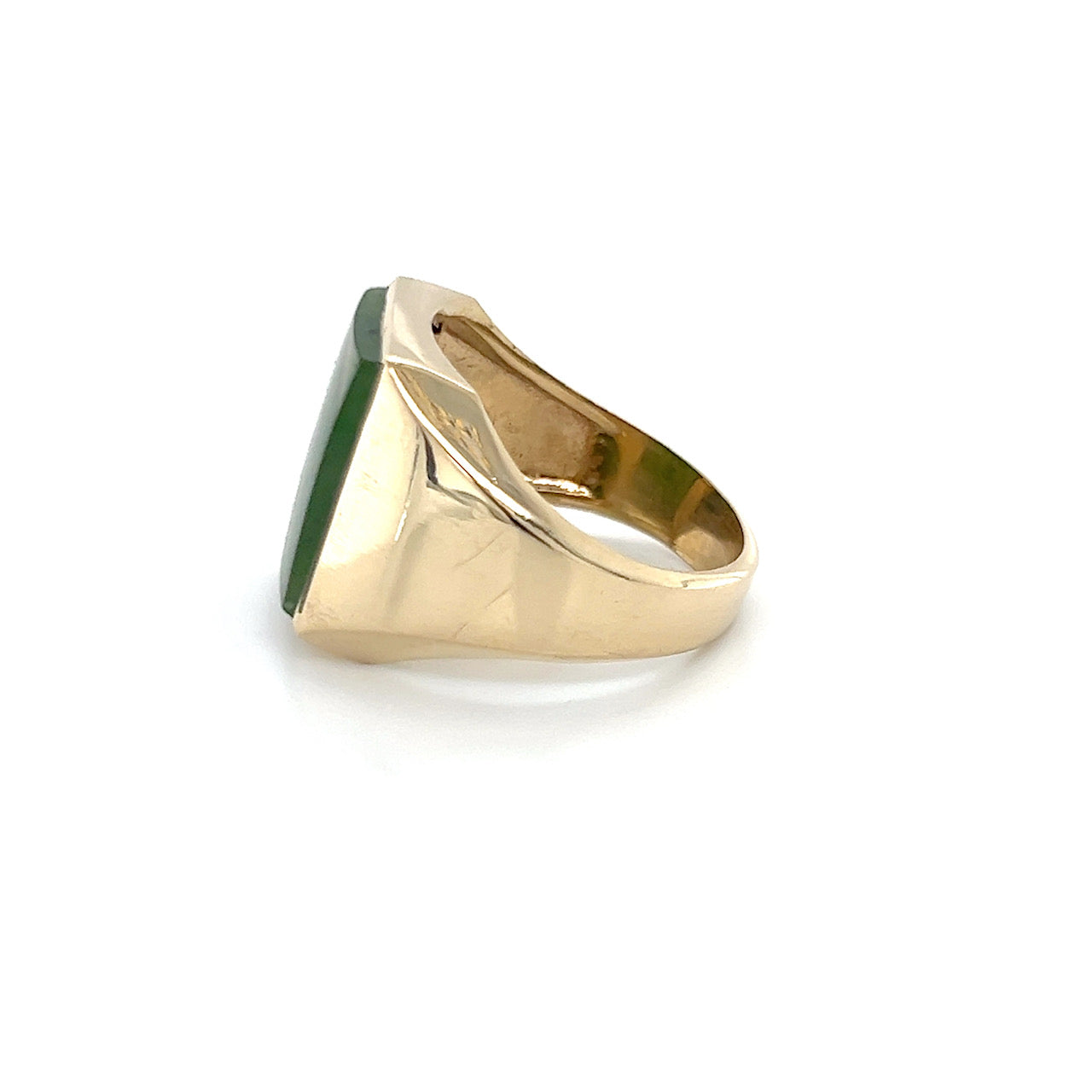 10K Yellow Gold Jade Gentleman's Ring; Size 10