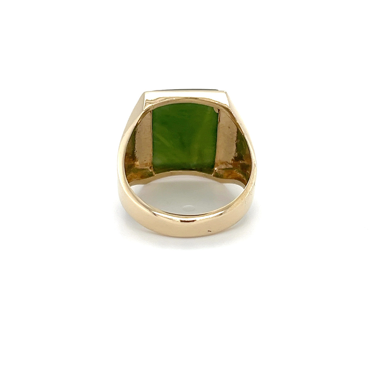 10K Yellow Gold Jade Gentleman's Ring; Size 10
