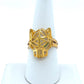 21K Yellow Gold Geometric Tiger Head Ring; Size 9