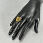 21K Yellow Gold Geometric Tiger Head Ring; Size 9
