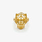 21K Yellow Gold Geometric Tiger Head Ring; Size 9