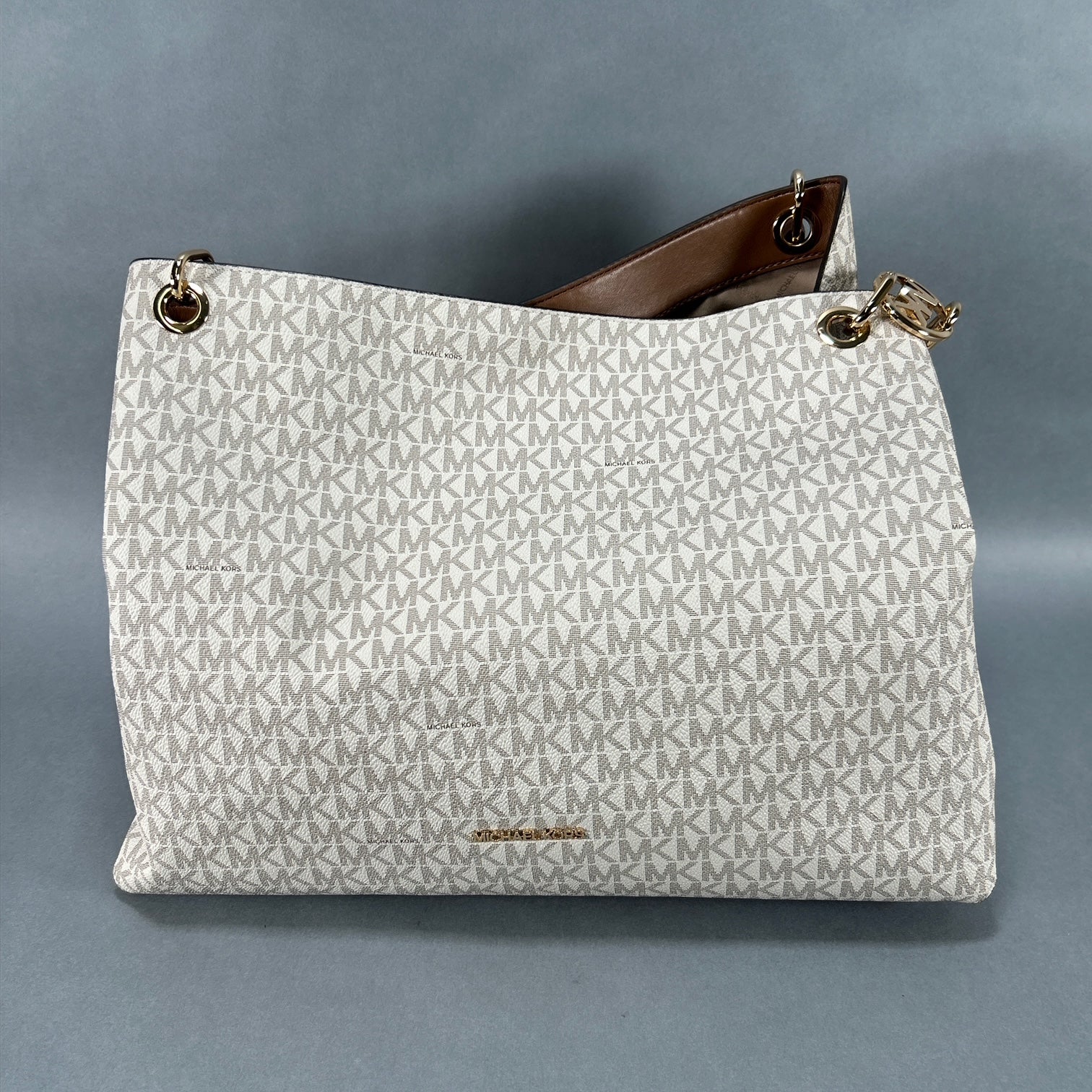 Michael Kors Large Christina Logo Bag - White